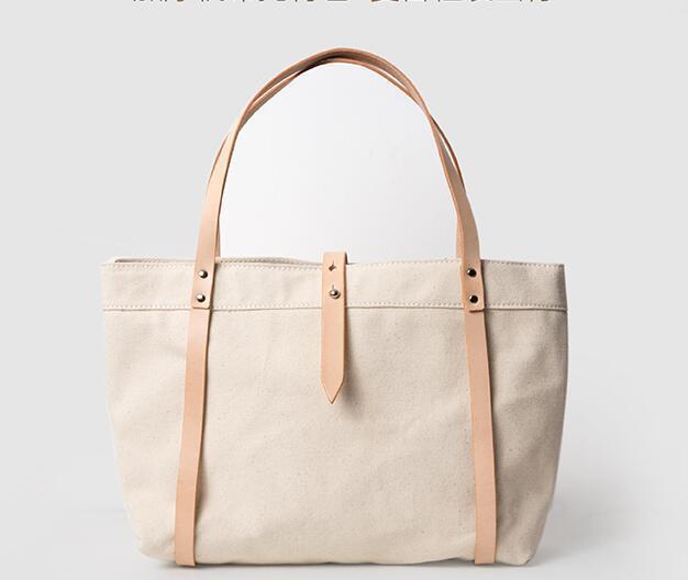 定制帆布配真牛皮包提单肩包水洗袋出口外单