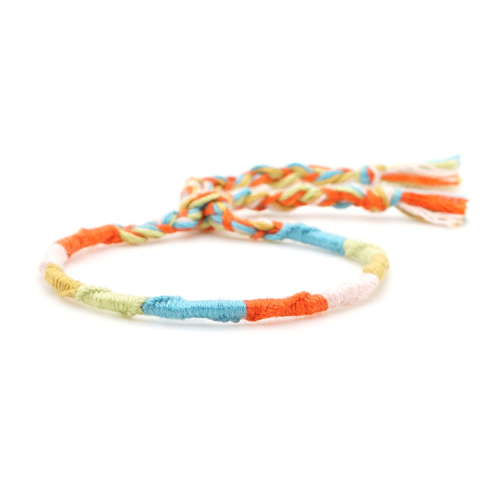 Fashion Handmade Original Linen Cotton Braided Bohemian Color Ethnic Style Elastic Bracelet For Women display picture 1