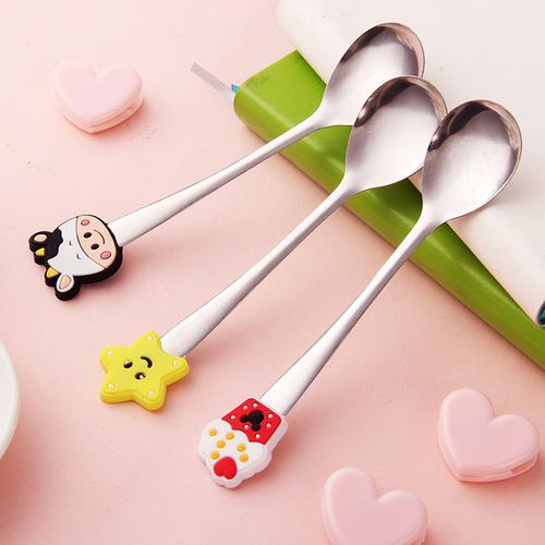Creative stainless steel cartoon small spoon children's cute small tableware ice cream coffee stirring spoon small gift wholesale