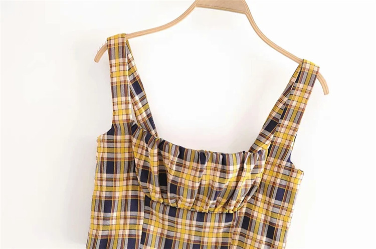 retro check color contrast camisole   NSLD28319