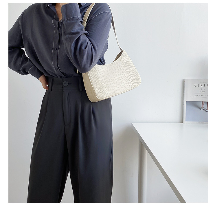 Crocodile pattern armpit women, niche design, high-end PU styling handbag, Korean version shoulder bag for women_voghion.com