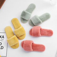 Candy-colored embroidered plush children's new open-toe lazy person lightweight factory home slippers for autumn and winter dropshipping