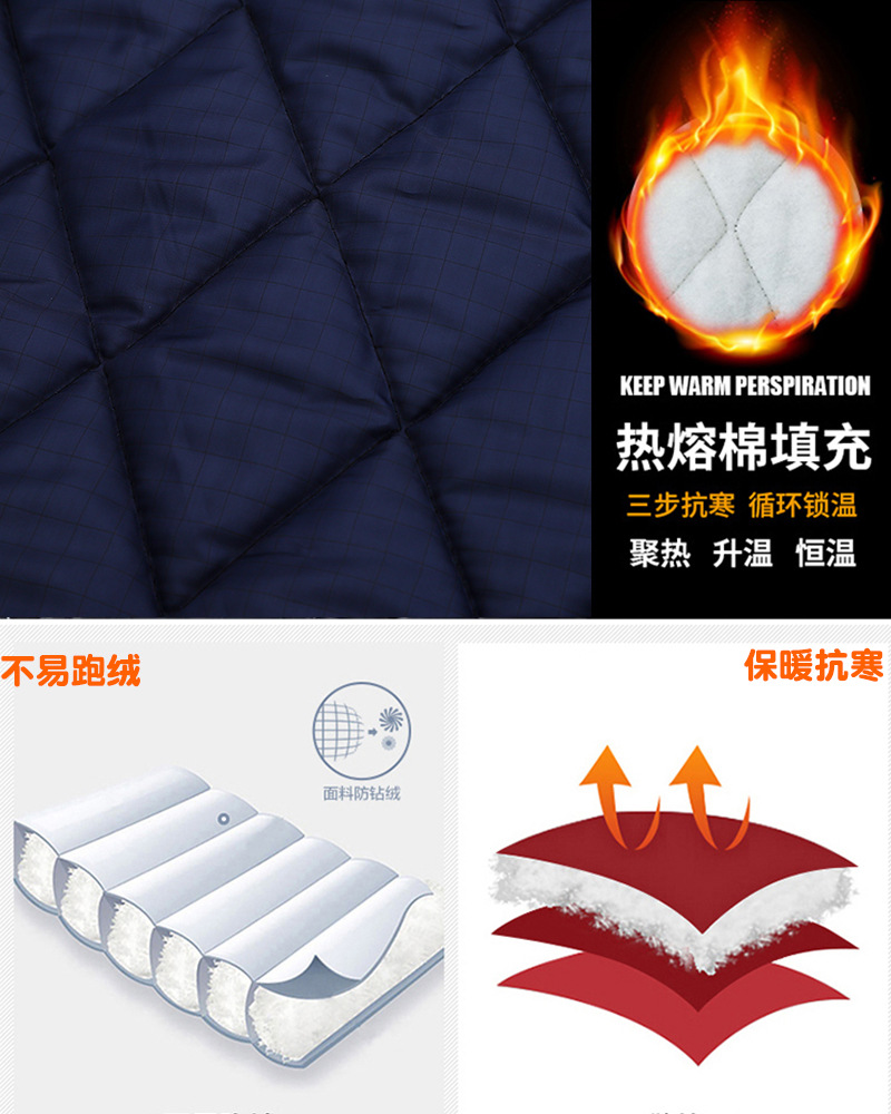 全棉中长款反光条棉袄