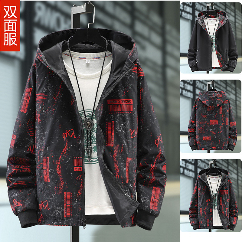 Manufactor Direct selling new pattern spring and autumn Wear both sides lovers Windbreaker Large Jacket coat wholesale customized logo