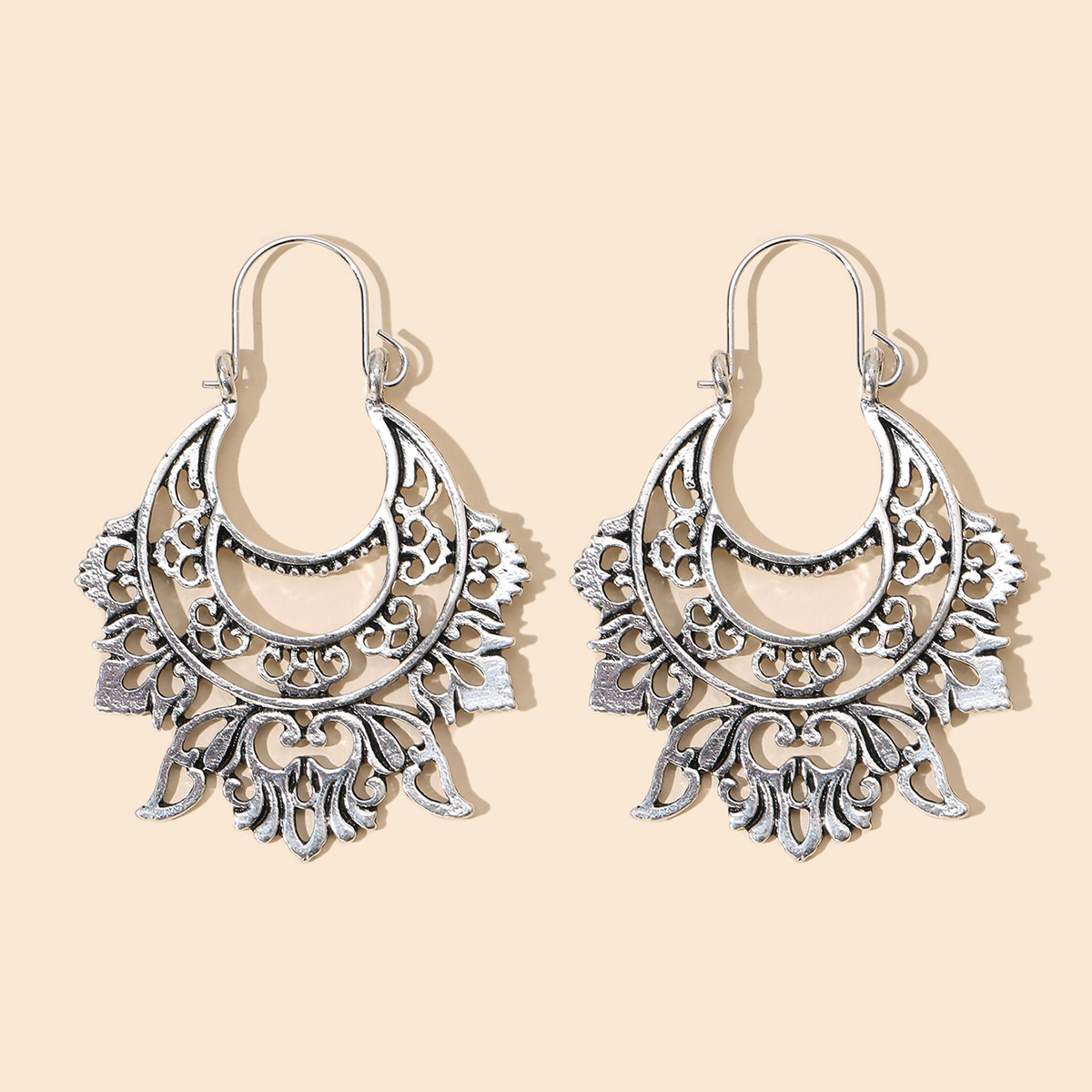 Bohemian Ethnic Carved Rotating Hollow Flowers Retro Earrings Wholesale Nihaojewerly display picture 2