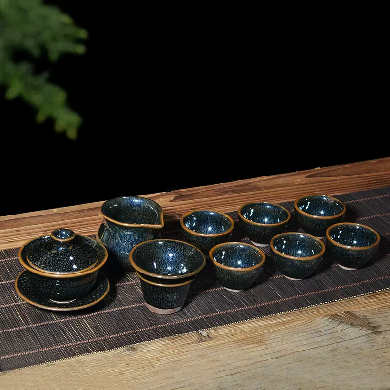 水墨丹青建盏礼盒套装 建阳建盏品茗茶杯套装批发 一件代发