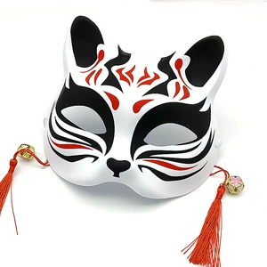 Handcrafted Bell Cat Mask with White Ancient Costume for Adult Half Face Mask for Halloween Party