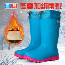 防水鞋女加絨冬季防滑厚底耐磨一體加棉保暖雨鞋防滑加絨雨靴子