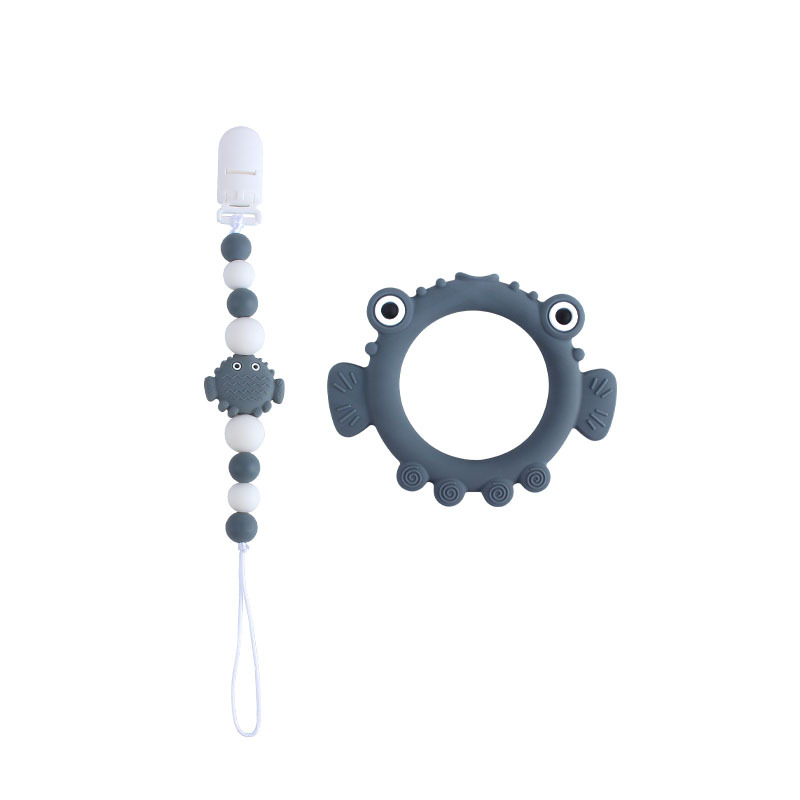 Nuevo pico chupete clip burbuja pescado cabeza grande silicona mordedor bebé silicona molar juguete mordedor chupete cadena