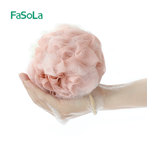 Fasola Long Handle Shower Ball Cute Bath Flowers Soft Sponge Bubble Scrub Bar Bath Supplies Bath Ball Bath Flowers