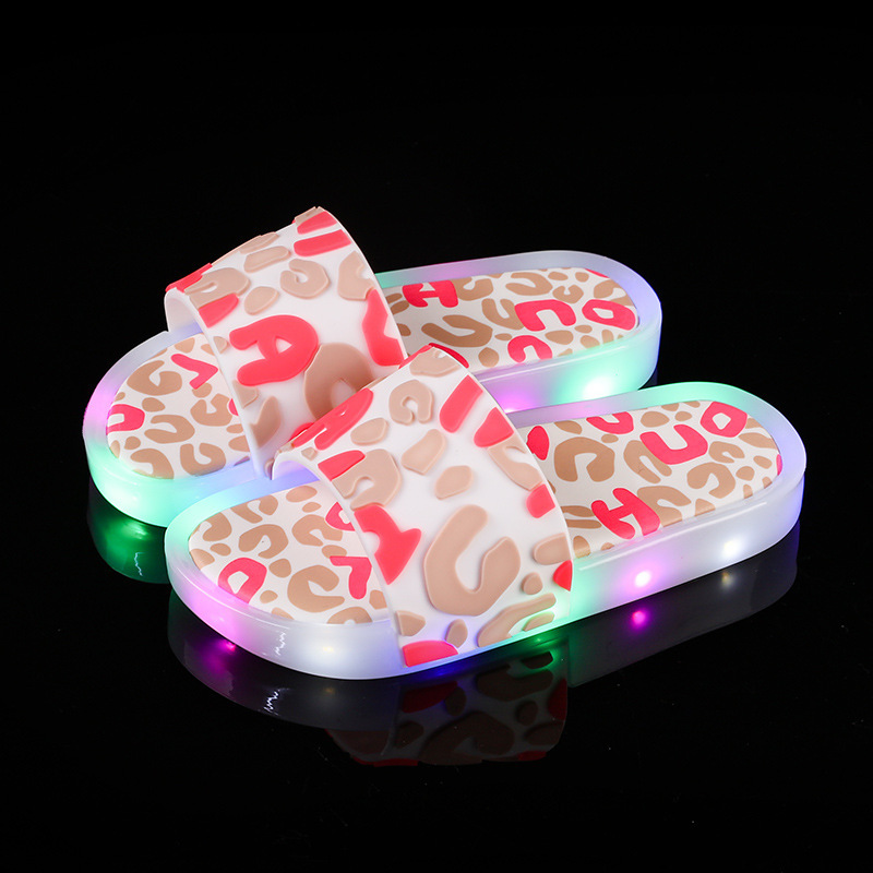 children Rainbow Shoes slipper men and women Summer slippers LED flash light luminescence baby lovely sandals  outdoor