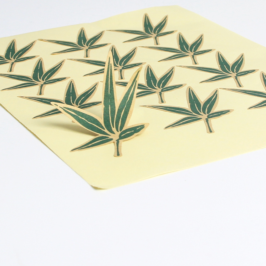 Маленькие бамбуковые наклейки с листьями, 12 наклеек на порцию; никаких наклеек