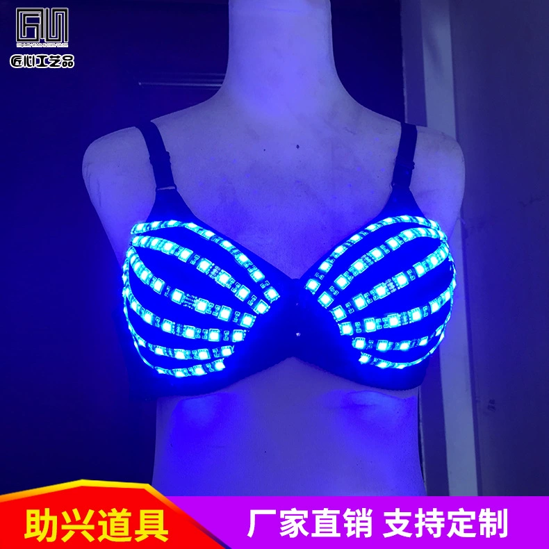 Светодиодный светящийся бюстгальтер Бар ночной клуб сексуальный флуоресцентный танцевальный бюстгальтер Светодиодная светящаяся одежда для выступлений светящаяся обернутая грудь