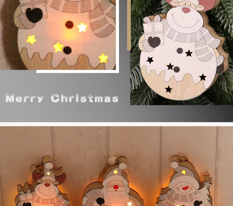 Christmas Wooden Luminous Pendant Santa Claus Tree Pendant display picture 6