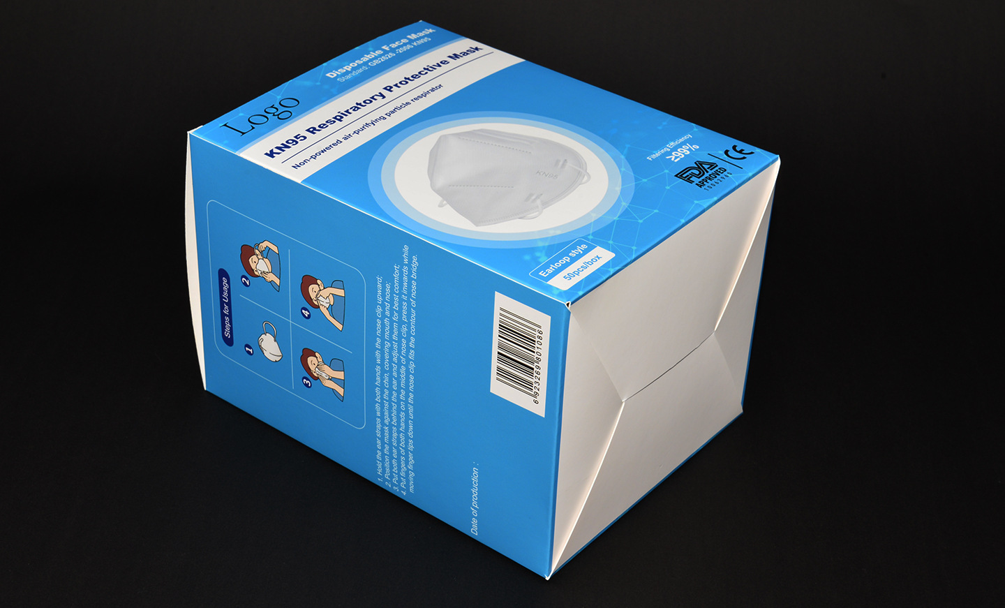 定做一次性50枚只三层口罩包装彩盒定制300g350g白卡纸