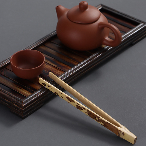 Handmade old coal-made bamboo tea clips, Mei Fei bamboo anti-scalding cup clips, bamboo tweezers, Kung Fu tea set accessories, tea ceremony six gentlemen