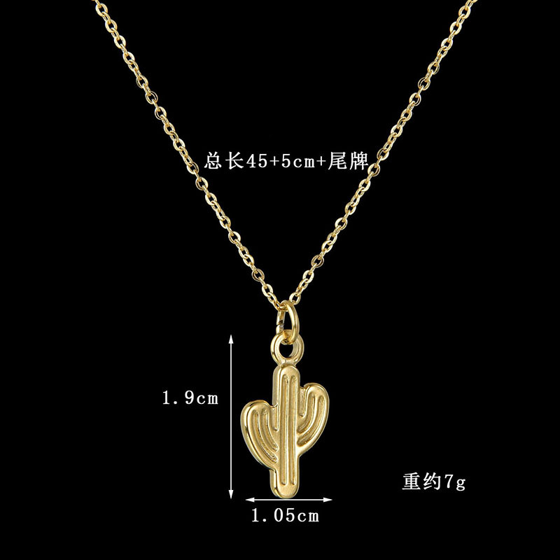 Stainless Steel Cactus Necklace display picture 3