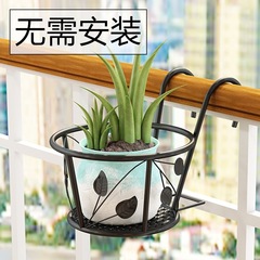 Balcony flower stand household iron art hanging flower pot hanger railing succulent pothos flower stand indoor storage rack