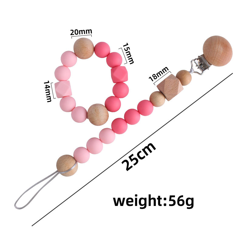 Seguridad del medio ambiente de silicona chupete cadena mordedor palo Bebé Beech octogonal cuentas de silicona juguete mordedor pulsera