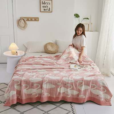 全棉五层包边款毛巾被纱布毯子可水洗可机洗被子纱布层全棉被芯