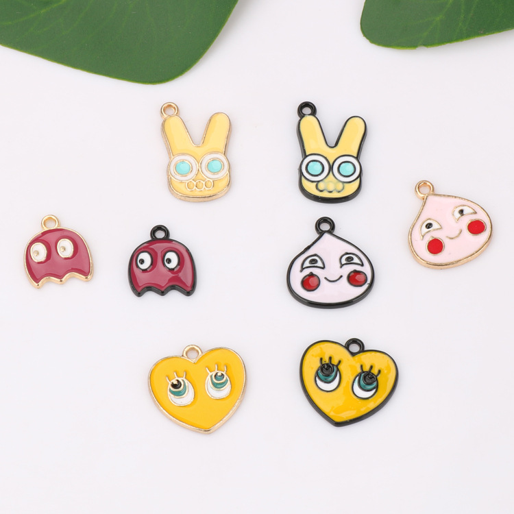 diy韓版飾品配件泳黑Kc金色滴油合金小挂件 手鏈吊墜卡通動物系列