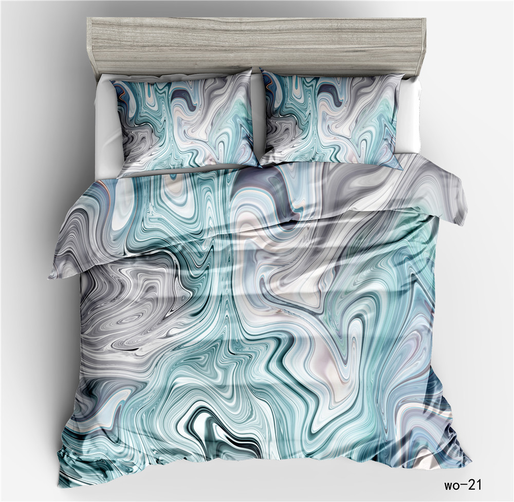 Housse de couette numérique en marbre moiré et taie d'oreiller pour la maison, housse de couette trois pièces, textile transfrontalier personnalisé Vio_voghion.com
