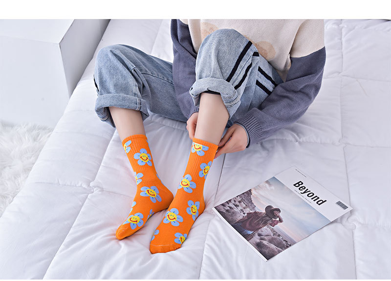 Socks Lingerie Type Women's Simple Style Color Block Cotton Crew Socks A Pair