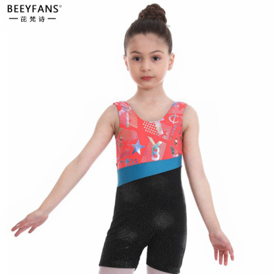 2020 Spring new pattern woman Leotard Costume Flat feet Color matching student Broadcast gymnastics Cross border Best Sellers