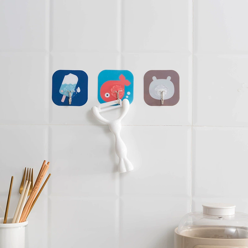 Powerless traceless paste cartoon hook linked kitchen room toilet door behind multi -function adhesive hook free nail clothes magic hook