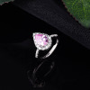 The new European and American luxury drill, wearing a concubine water droplet -shaped yellow diamond opening ring, pink drill crystal engagement women's ring