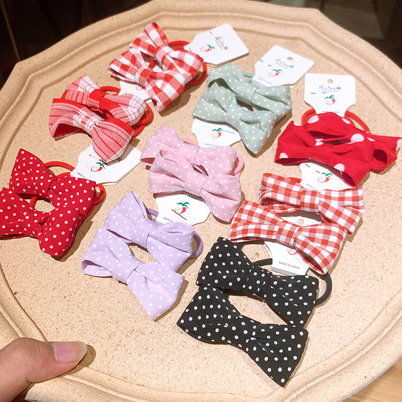 Korean  Sweet Plaid Bow Knot Hair Rope Set display picture 16