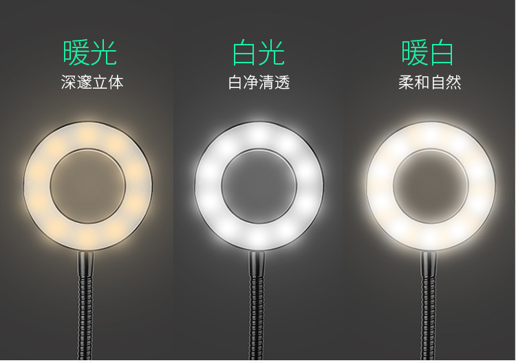 Transfronterizo dos en uno clip Luz de relleno de tres en uno transmisión en vivo anillo de red Clase aprendizaje escritorio ancla fábrica de luz LED