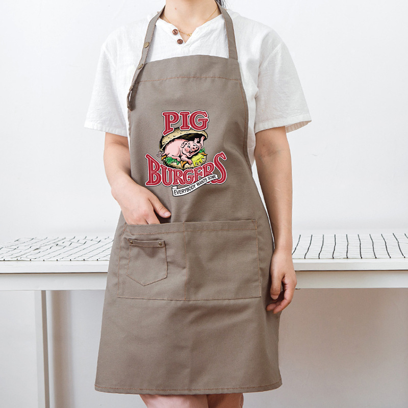 Estilo coreano de la manera té leche comida rápida hamburguesa postre tienda hornear delantal sin mangas imprimible logo trajes