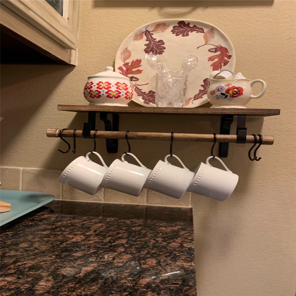 Amazon transfronterizo hierro estante de la pared de madera maciza partición estantería estante de La Flor de la cocina, dormitorio colgante de pared