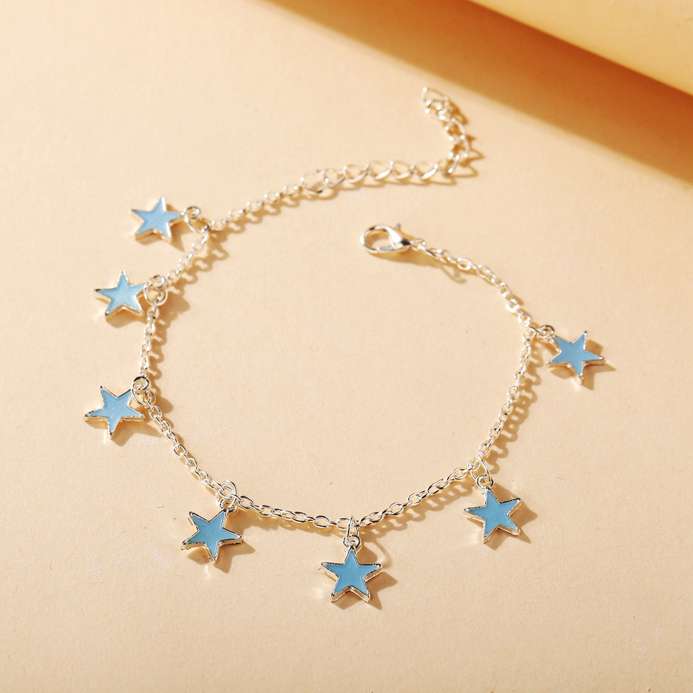 Alloy Silver Star Pendant Ankle Chain Creative Retro Simple Ankle Chain