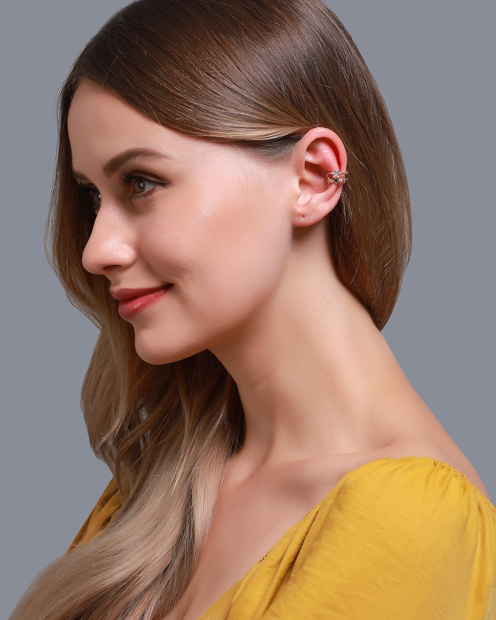 fashion style ear bone clip simple double star ear clip five-pointed star earless pierced earrings p