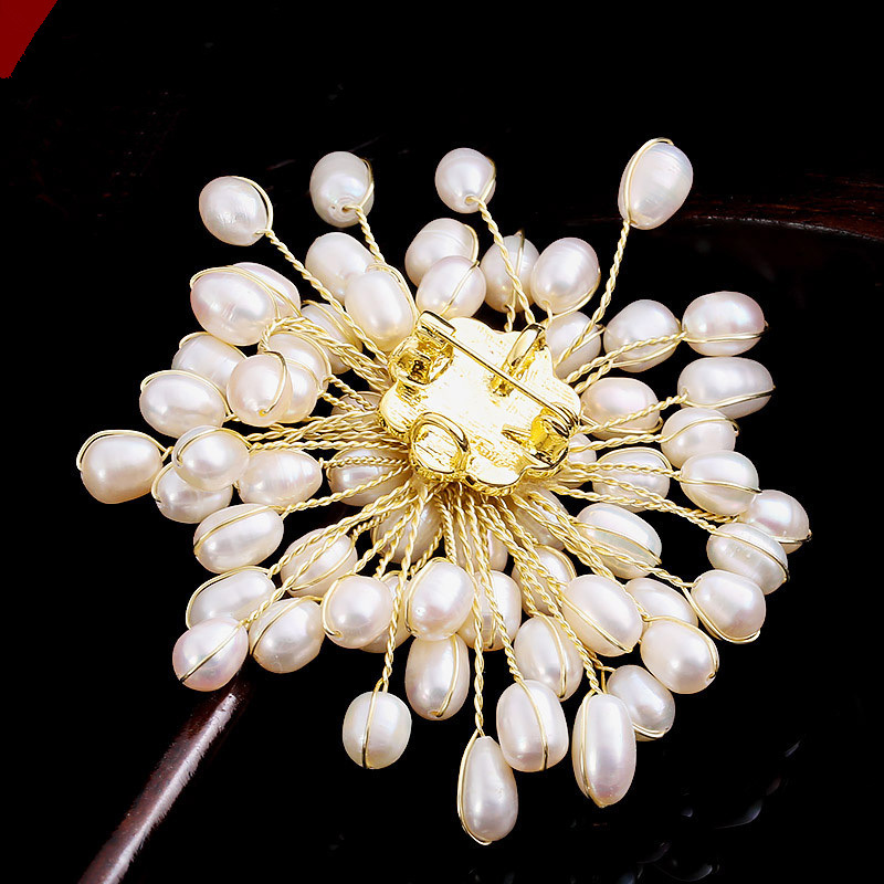 New Luxury Jewelry Pearl Flower Brooch Pins for Women Fashion Dress  Corsage Wedding Clothing Accessories Brooches