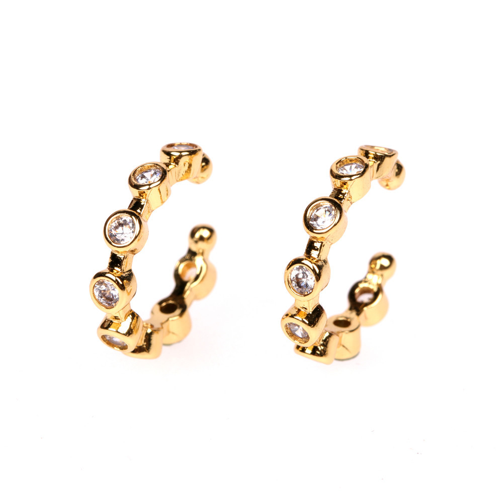 Fashion Earrings Micro-inlaid Zircon C Type Non-pierced Copper Earrings For Women Jewelry Wholesale Nihaojewelry display picture 11