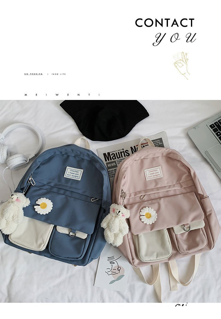 Koreanische Version Von Ulzzang College-stil, Altmodisch, Kleines Frisches Mädchen, Farblich Kontrastierende Schult Asche, Japanischer All-match-studenten Rucksack display picture 37