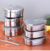 Stainless steel square Lunch box thickening double-deck student Bento Box rectangle Lunch box Fast food box Packing box