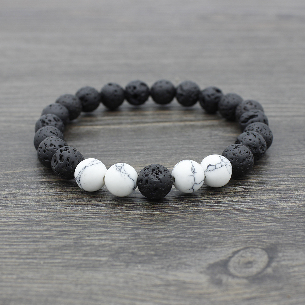22g Weight Bracelets Classification 1 Piece Quantity Retro Round Volcanic Rock Stone Beaded Unisex Bracelets