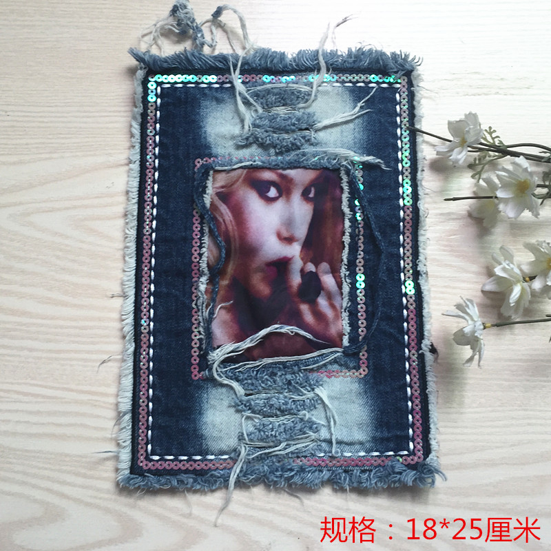 Denim pegatinas ropa de dibujos animados parche agujero parche de gran tamaño Denim pantalones rodilla codo pegatinas moda apliques Denim