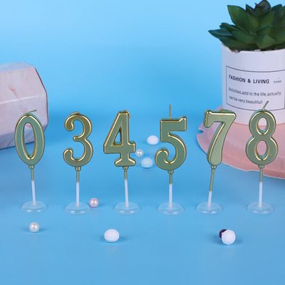 大号金色数字生日无烟蜡烛烘焙装饰蛋糕蜡烛石蜡插件PVC盒装0-9|ms