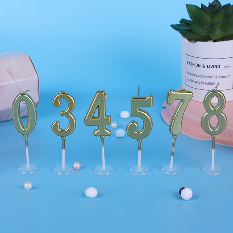 大号金色数字生日无烟蜡烛烘焙装饰蛋糕蜡烛石蜡插件PVC盒装0-9|ms