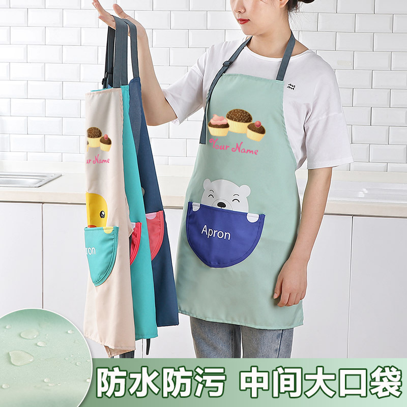 Delantal de cocina estilo coreano moda lindo dibujos animados impermeable a prueba de ACEITE DE CAFÉ Tienda de pastel tienda hogar delantal limpieza