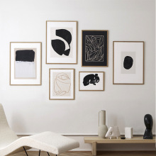 现代简约黑白抽象画创意客厅装饰画北欧餐厅挂画沙发背景墙组合画