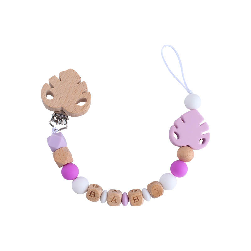 Baby Beech chupete clip Beech Leaf Toy teether nombre del bebé personalizable silicona hoja chupete cadena