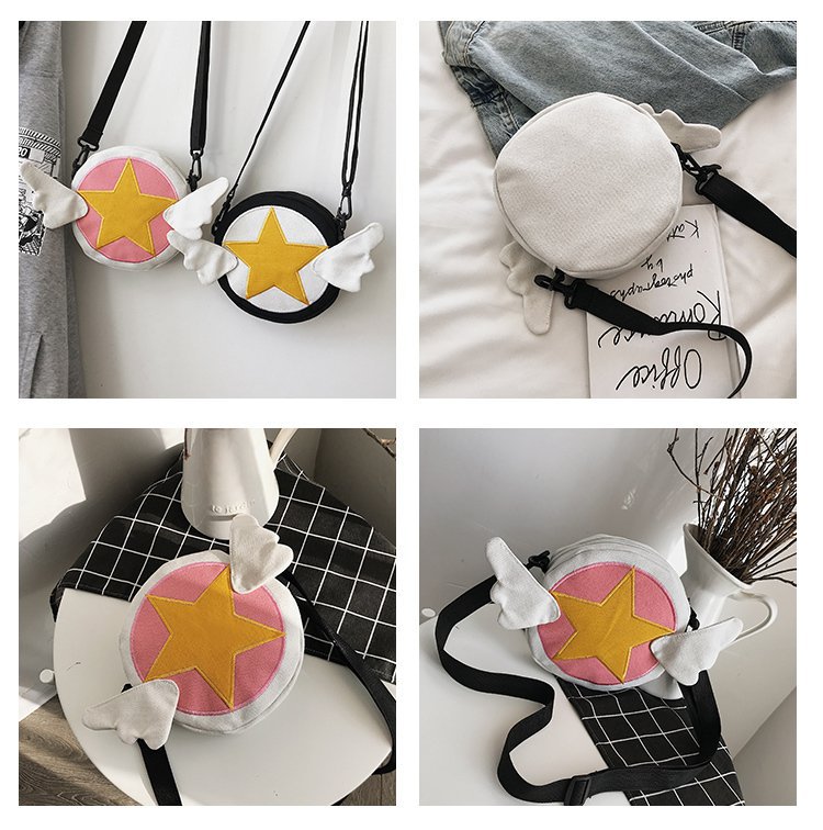 Japanese Fashion New   Cute Cartoon Magic Sakura Canvas Shoulder Bag Girl Cute Funny Purse  Wholesale display picture 12