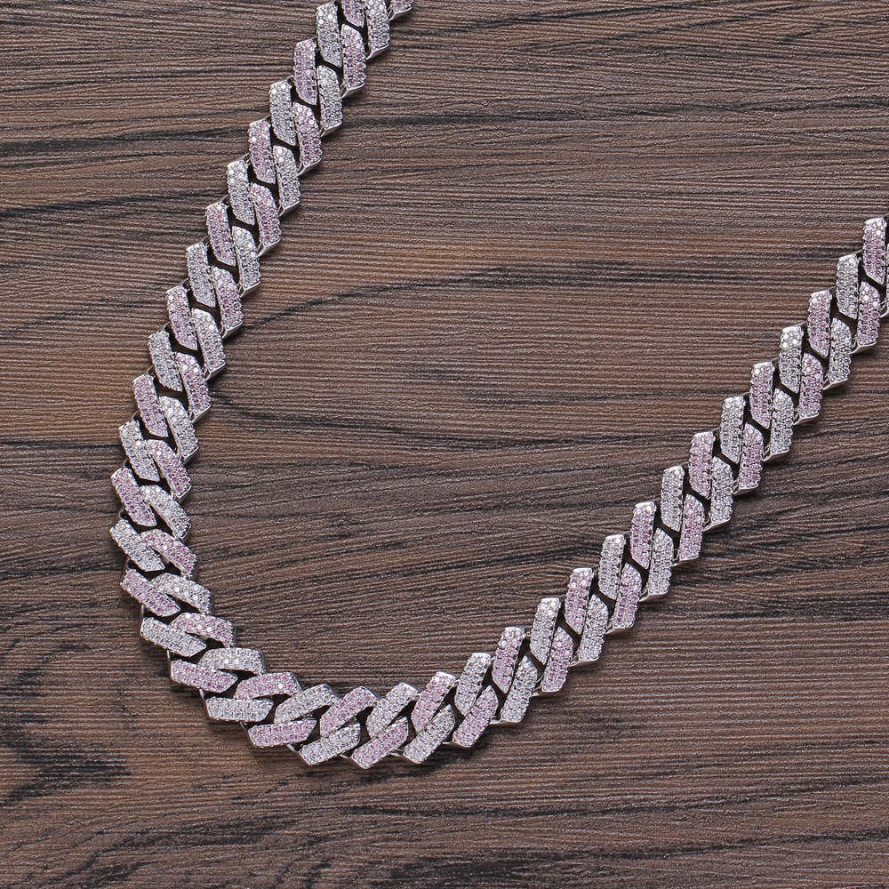 Cuban Link Chain With Zirconium Diamonds For Men, 13mm Box Clasp_voghion.com