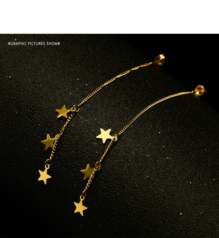 Tower Base Three-layer Five-pointed Star Earrings Titanium Steel Material 18k Real Gold Plated Star Earring Wholesale Nihaojewelry display picture 15